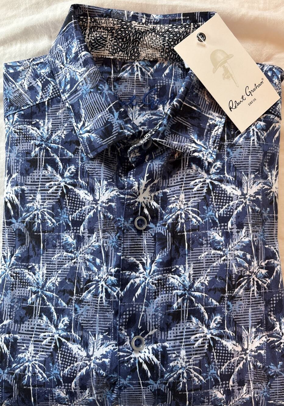 NWT Robert Graham Silverman Floral Button Up Shirt Men’s Small Blue Cotton $188